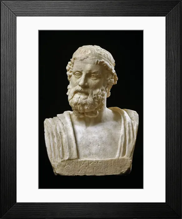 Framed Print : Herm of Anacreon, Age of Hadrian, 117-138. Creator: Art of Ancient Rome; Classical sculpture () Framed Print : Herm of Anacreon, Age of Hadrian, 117-138. Creator: Art of Ancient Rome; Classical sculpture ()