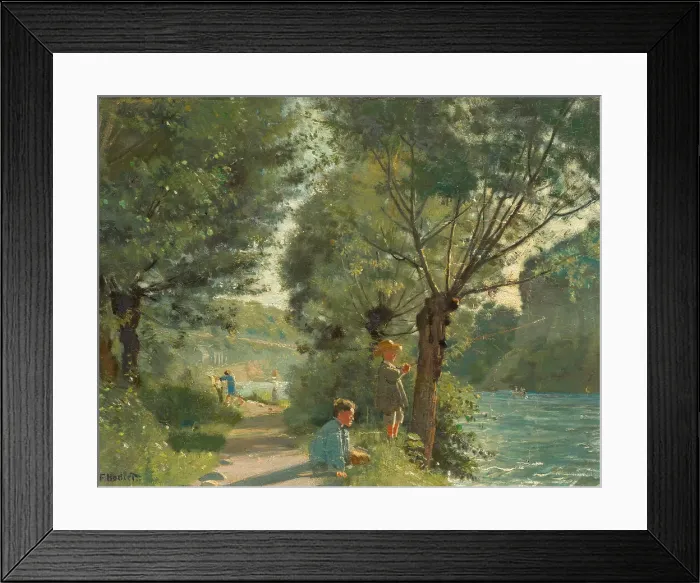 Framed Print : Children fishing on the banks of the Arve, c1878. Creator: Hodler; Ferdinand (1853-1918) Framed Print : Children fishing on the banks of the Arve, c1878. Creator: Hodler; Ferdinand (1853-1918)