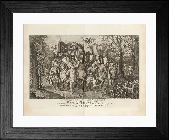 Framed Print : Pope Paul III with the imperial army fight the Protestant Lutherans, 1748. Creator: Prenner; Georg Kaspar; von (1720-1766) Framed Print : Pope Paul III with the imperial army fight the Protestant Lutherans, 1748. Creator: Prenner; Georg Kaspar; von (1720-1766)