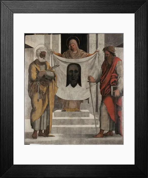 Framed Print : Veronica between Saints Peter and Paul, 1524-1525. Creator: Ugo da Carpi (1480-1532) Framed Print : Veronica between Saints Peter and Paul, 1524-1525. Creator: Ugo da Carpi (1480-1532)
