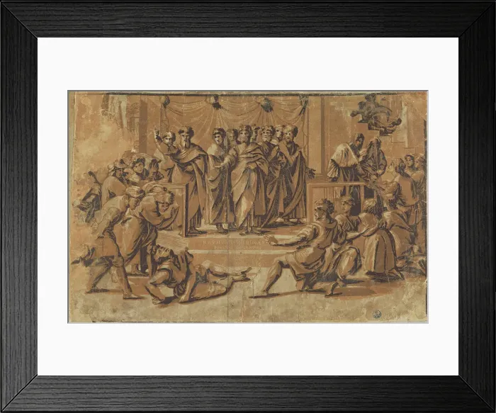 Framed Print : Death of Ananias, 1518. Creator: Ugo da Carpi (1480-1532) Framed Print : Death of Ananias, 1518. Creator: Ugo da Carpi (1480-1532)