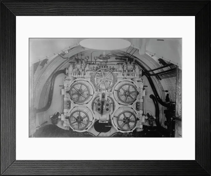 Framed Print : Torpedo Tubes, American Submarine, between c1910 and c1915. Creator: Bain News Service Framed Print : Torpedo Tubes, American Submarine, between c1910 and c1915. Creator: Bain News Service