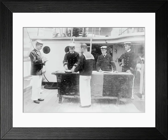 Framed Print : Paying sailors, British Navy, between c1910 and c1915. Creator: Bain News Service