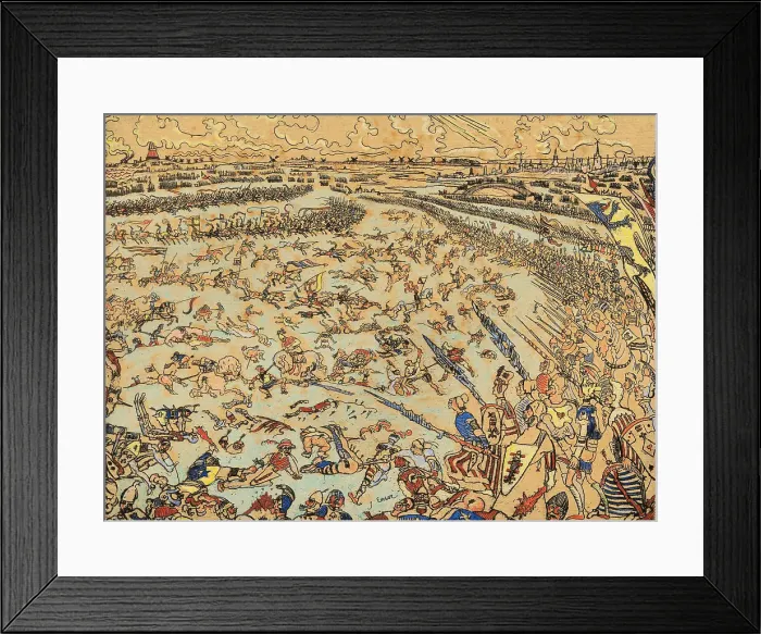 Framed Print : Battle of the Golden Spurs (Bataille des éperons d'or), 1895. Creator: Ensor; James (1860-1949) Framed Print : Battle of the Golden Spurs (Bataille des éperons d'or), 1895. Creator: Ensor; James (1860-1949)