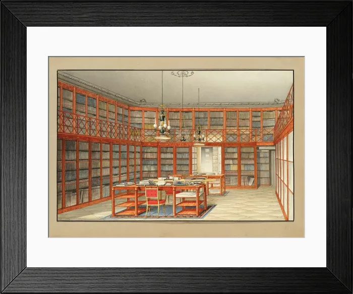 Framed Print : The library in the Palais Clary-Altreiben in Vienna, c1830-1840. Creator: Anonymous ()