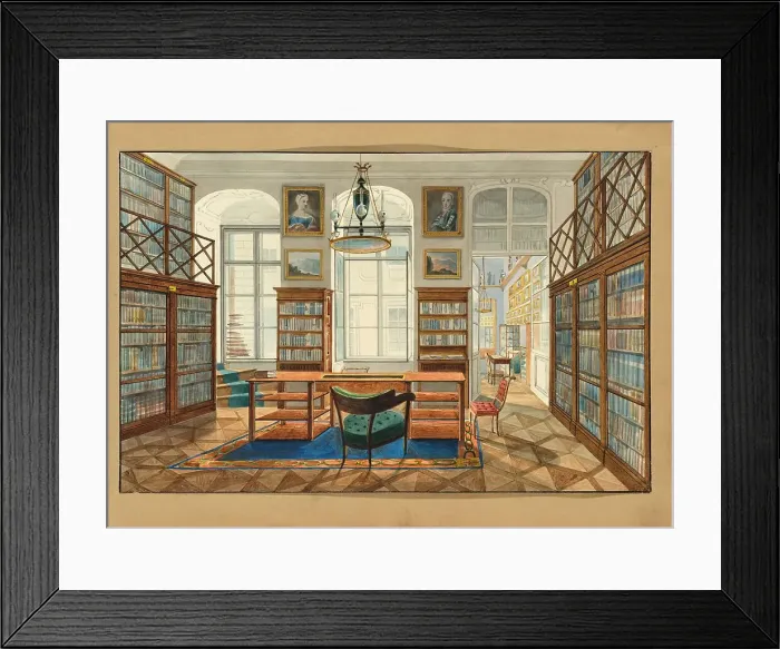 Framed Print : The library in the Palais Clary-Altreiben, Vienna, with a view of Herrengasse, c1830-1840. Creator: Anonymous () Framed Print : The library in the Palais Clary-Altreiben, Vienna, with a view of Herrengasse, c1830-1840. Creator: Anonymous ()