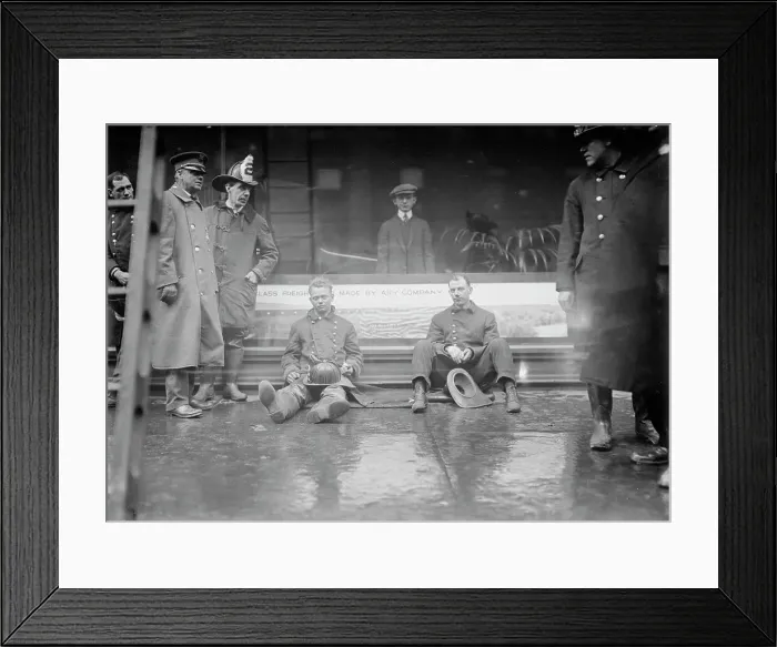 Framed Print : Firemen overcome, subway fire, 1 / 6 / 15, 1915. Creator: Bain News Service Framed Print : Firemen overcome, subway fire, 1 / 6 / 15, 1915. Creator: Bain News Service