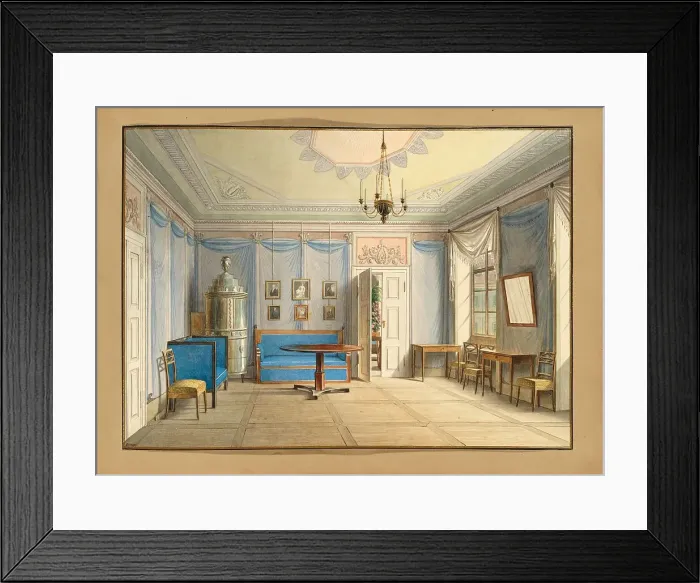 Framed Print : Salon in the manor house of Teplitz Castle, 1832. Creator: Croll; Carl Robert (1800-1863) Framed Print : Salon in the manor house of Teplitz Castle, 1832. Creator: Croll; Carl Robert (1800-1863)