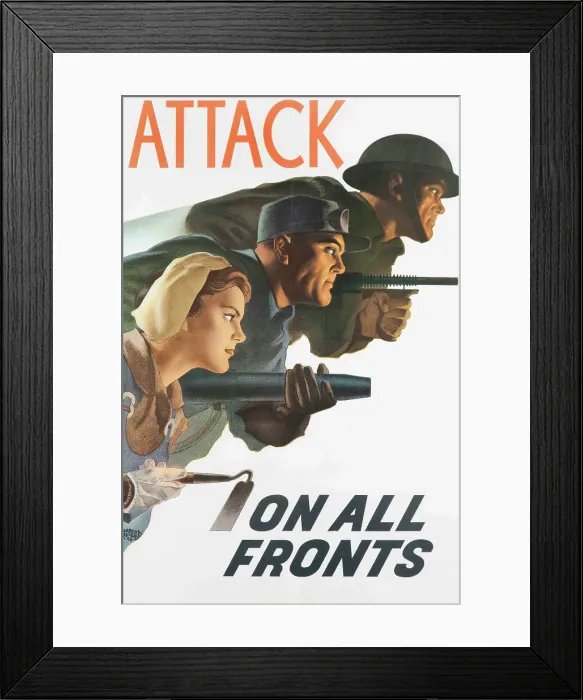 Framed Print : Attack On All Fronts, 1942. Creator: Robers; Hubert (active 1940s) Framed Print : Attack On All Fronts, 1942. Creator: Robers; Hubert (active 1940s)