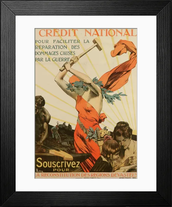 Framed Print : Credit National To Facilitate Repair of Damage Caused By War, 1918. Creator: Lelong; René (1871-1933) Framed Print : Credit National To Facilitate Repair of Damage Caused By War, 1918. Creator: Lelong; René (1871-1933)