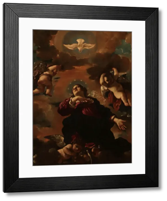 Framed Print : The Assumption of the Blessed Virgin Mary, 1620. Creator: Guercino (1591-1666)
