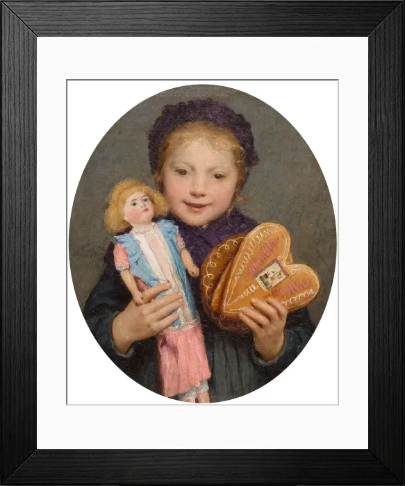 Framed Print : Girl with Christmas Gifts, c1899. Creator: Anker; Albert (1831-1910) Framed Print : Girl with Christmas Gifts, c1899. Creator: Anker; Albert (1831-1910)