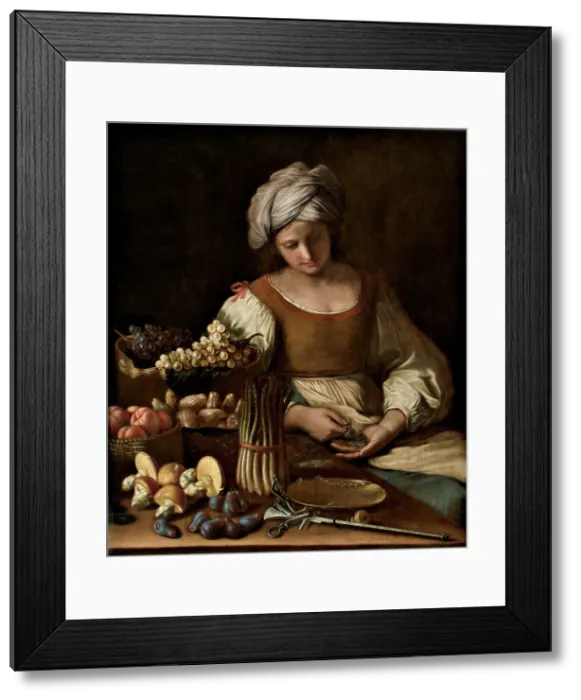 Framed Print : L'Ortolana (The Vegetable Vendor), 1655. Creator: Guercino (1591-1666) Framed Print : L'Ortolana (The Vegetable Vendor), 1655. Creator: Guercino (1591-1666)