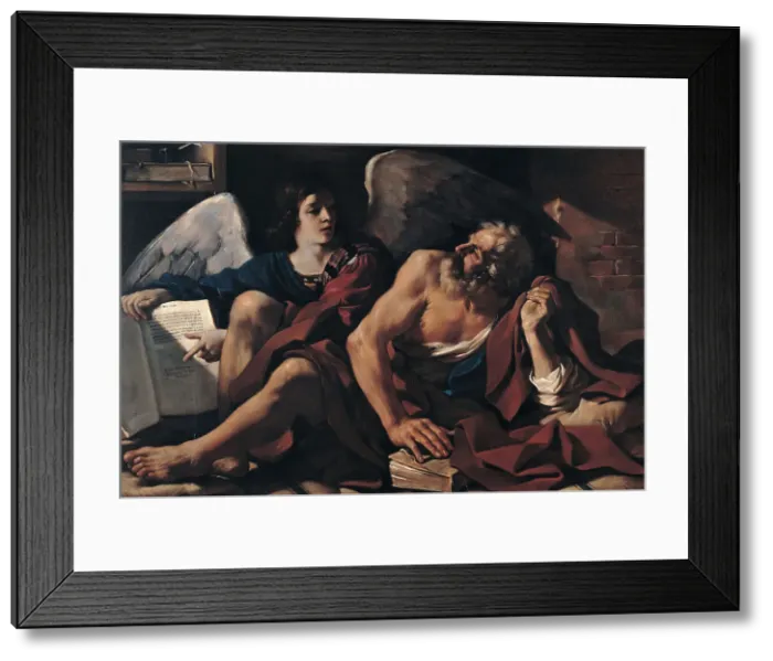 Framed Print : Saint Matthew and the Angel, 1622. Creator: Guercino (1591-1666) Framed Print : Saint Matthew and the Angel, 1622. Creator: Guercino (1591-1666)