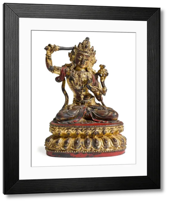 Framed Print : Manjusri Statue (Munsu Bosal), 15th century. Creator: Tibetan culture () Framed Print : Manjusri Statue (Munsu Bosal), 15th century. Creator: Tibetan culture ()