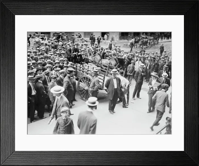 Framed Print : Loading gold for shipment abroad, between c1910 and c1915. Creator: Bain News Service Framed Print : Loading gold for shipment abroad, between c1910 and c1915. Creator: Bain News Service