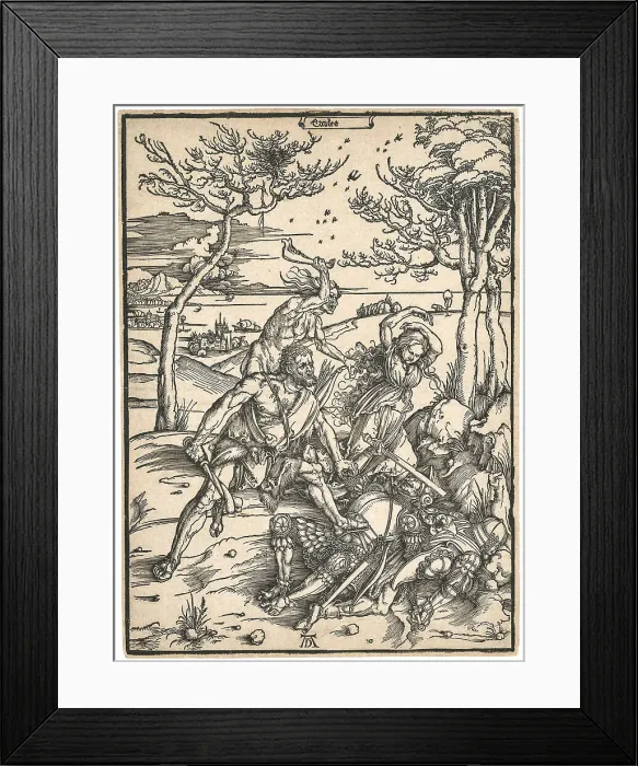 Framed Print : Hercules (Hercules kills the molannids Hercules and Cacus), c1496. Creator: Dürer; Albrecht (1471-1528) Framed Print : Hercules (Hercules kills the molannids Hercules and Cacus), c1496. Creator: Dürer; Albrecht (1471-1528)