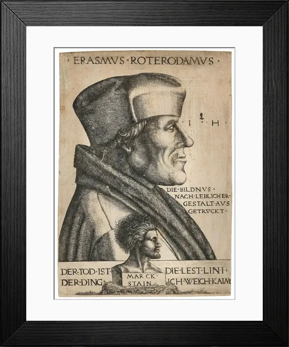 Framed Print : Portrait of Erasmus of Rotterdam (1467-1536), c1546-1555. Creator: Hopfer; Hieronymus (1500-1563) Framed Print : Portrait of Erasmus of Rotterdam (1467-1536), c1546-1555. Creator: Hopfer; Hieronymus (1500-1563)