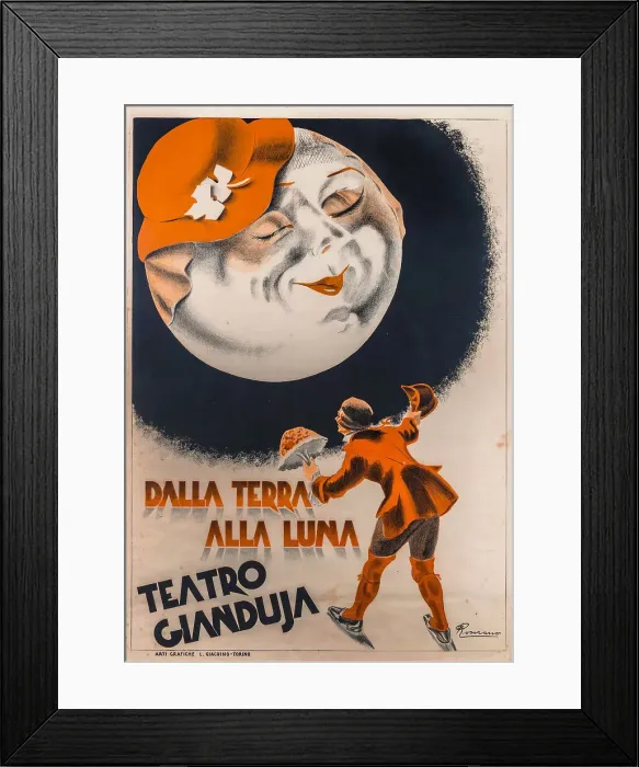 Framed Print : Dalla terra alla luna. Teatro Gianduja. Torino, 1932. Creator: Romano; Giuseppe (Nino) (active 1920s-1930s) Framed Print : Dalla terra alla luna. Teatro Gianduja. Torino, 1932. Creator: Romano; Giuseppe (Nino) (active 1920s-1930s)