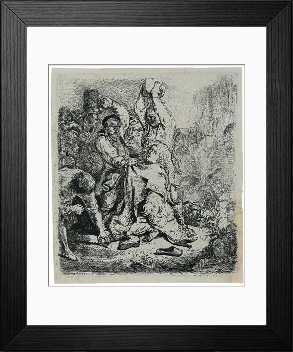 Framed Print : The stoning of Saint Stephen, 1635. Creator: Rembrandt van Rhijn (1606-1669) Framed Print : The stoning of Saint Stephen, 1635. Creator: Rembrandt van Rhijn (1606-1669)