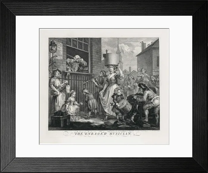 Framed Print : The Enraged Musician, 1740. Creator: Hogarth; William (1697-1764) Framed Print : The Enraged Musician, 1740. Creator: Hogarth; William (1697-1764)