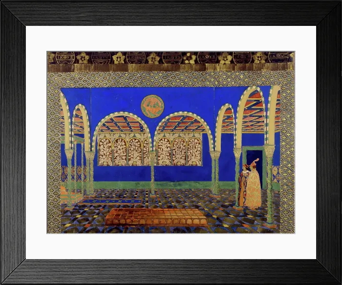 Framed Print : Stage design for the play The Martyrdom of St. Sebastian by Gabriele D'Annuzio, 1911. Creator: Bakst; Léon (1866-1924)