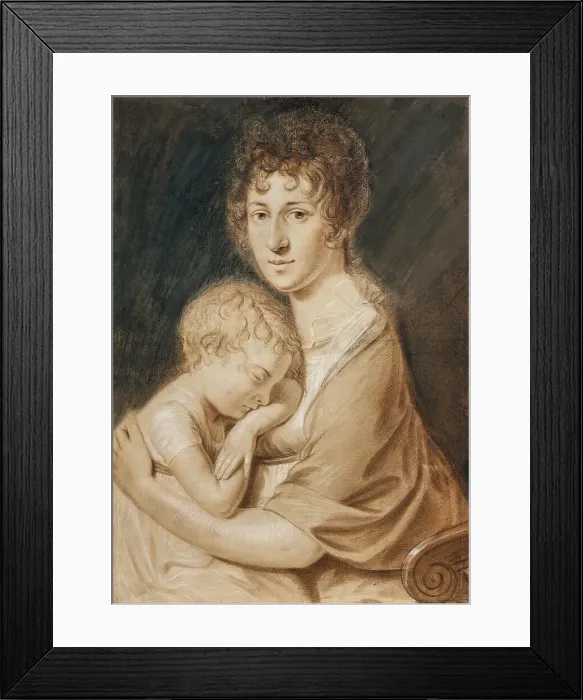 Framed Print : Self-portrait with son Johann August (1792-1870), c1794. Creator: Krafft (1764-1825)