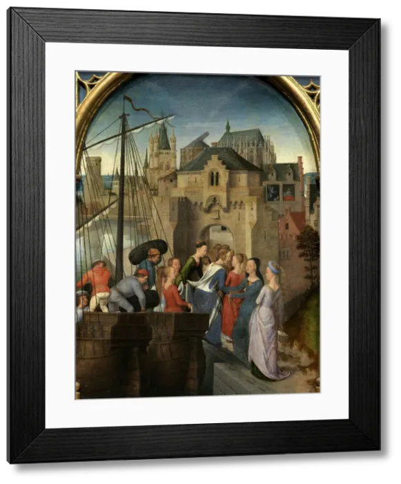 Framed Print : Saint Ursula Shrine: Arrival of the virgins in Cologne, 1489. Creator: Memling; Hans (1433 / 40-1494) Framed Print : Saint Ursula Shrine: Arrival of the virgins in Cologne, 1489. Creator: Memling; Hans (1433 / 40-1494)