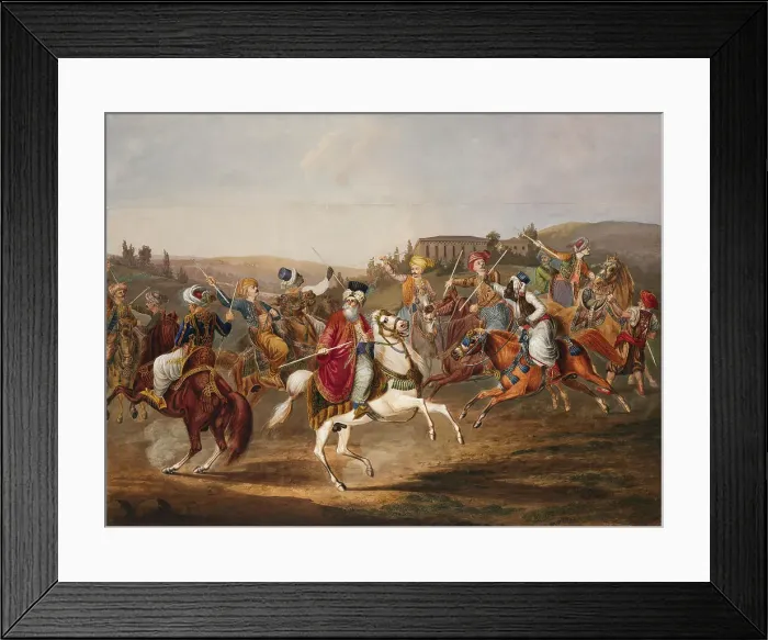 Framed Print : Ottoman Horsemen at the Game of Jereed, 1835. Creator: Hoelzel; Tomas (1788-1840) Framed Print : Ottoman Horsemen at the Game of Jereed, 1835. Creator: Hoelzel; Tomas (1788-1840)