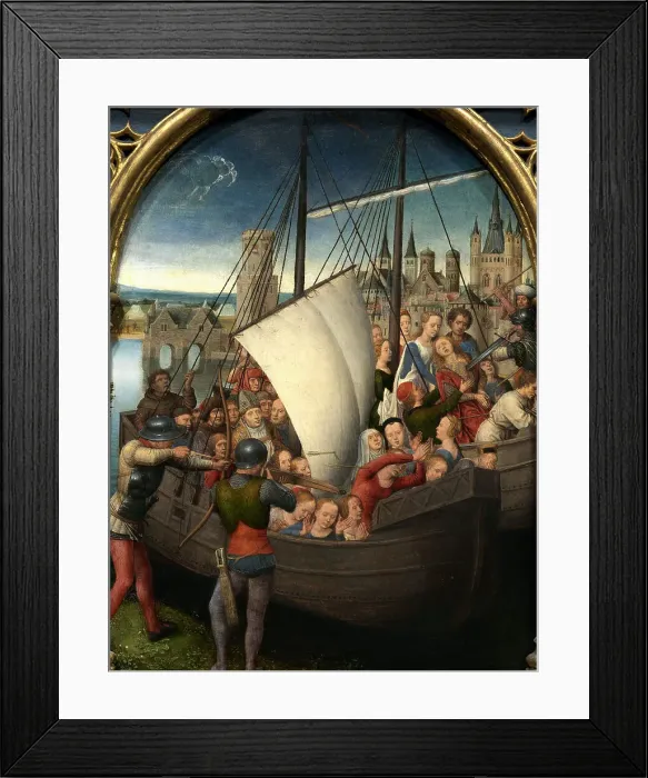 Framed Print : Saint Ursula Shrine: The Martyrdom of Saint Ursula, 1489. Creator: Memling; Hans (1433 / 40-1494) Framed Print : Saint Ursula Shrine: The Martyrdom of Saint Ursula, 1489. Creator: Memling; Hans (1433 / 40-1494)