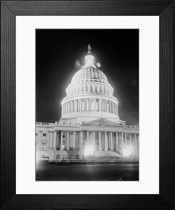 Framed Print : Capitol at night, 1917. Creator: Bain News Service Framed Print : Capitol at night, 1917. Creator: Bain News Service