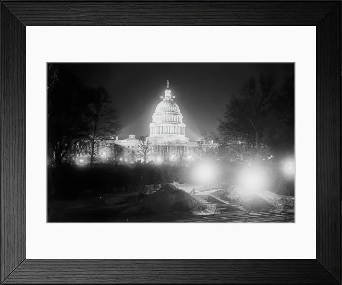 Framed Print : Capitol at night, between c1915 and c1920. Creator: Bain News Service Framed Print : Capitol at night, between c1915 and c1920. Creator: Bain News Service