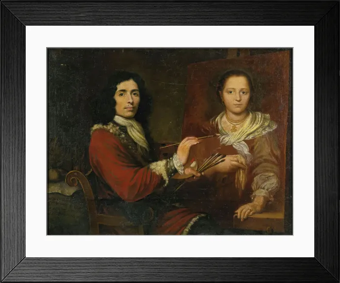 Framed Print : Self-Portrait with Wife, First Half of 17th cen.. Creator: Quaglio; Giulio I (1602-1657) Framed Print : Self-Portrait with Wife, First Half of 17th cen.. Creator: Quaglio; Giulio I (1602-1657)