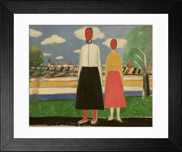 Framed Print : Two figures in the landscape, 1931-1932. Creator: Malevich; Kasimir Severinovich (1878-1935) Framed Print : Two figures in the landscape, 1931-1932. Creator: Malevich; Kasimir Severinovich (1878-1935)