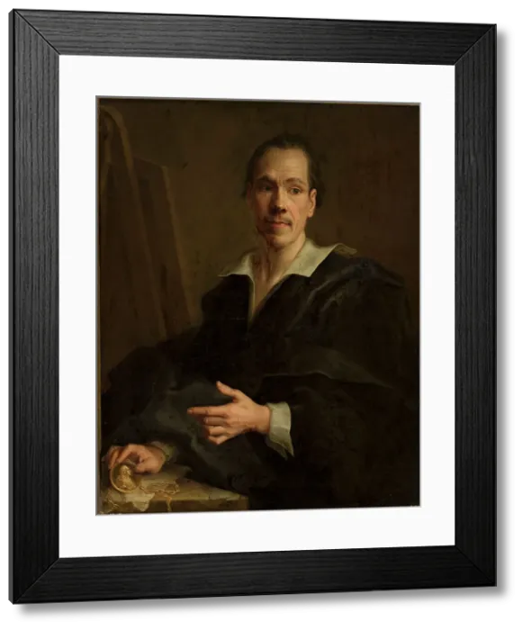 Framed Print : Self-portrait holding a miniature portrait of the Prince of Liechtenstein, c1760. Creator: Seybold; Christian (1695-1768)