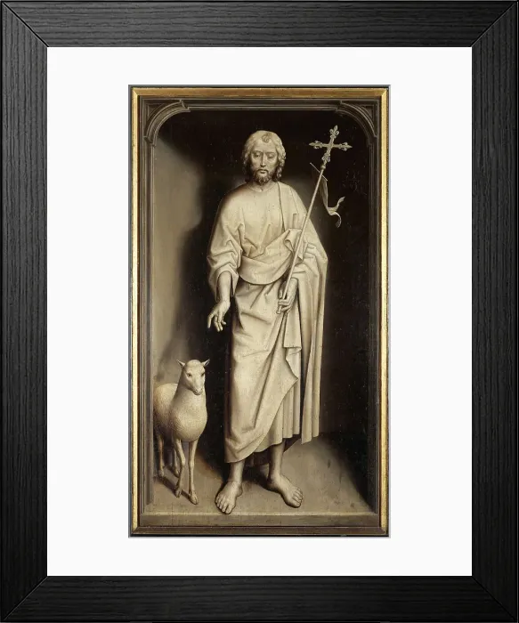 Framed Print : Triptych of Willem Moreel, Reverse: Saint John the Baptist, 1484. Creator: Memling; Hans (1433 / 40-1494) Framed Print : Triptych of Willem Moreel, Reverse: Saint John the Baptist, 1484. Creator: Memling; Hans (1433 / 40-1494)