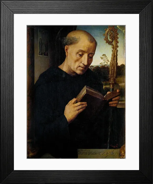Framed Print : Saint Benedict (Benedetto Portinari Triptych, left panel), 1487. Creator: Memling; Hans (1433 / 40-1494)