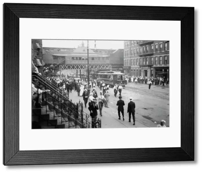 Framed Print : Stopping cars - St. R'Y Strike 1916, 1916. Creator: Bain News Service Framed Print : Stopping cars - St. R'Y Strike 1916, 1916. Creator: Bain News Service