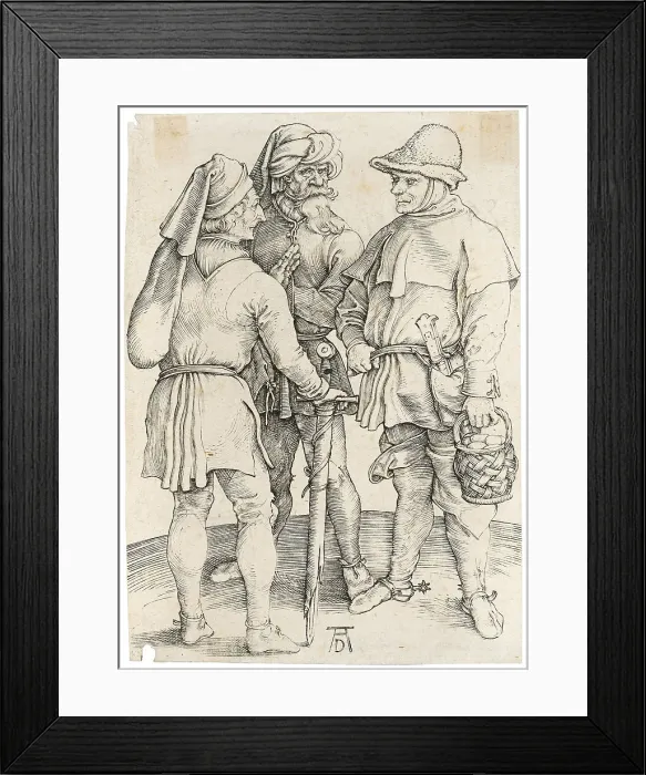 Framed Print : Three peasants in conversation, 1497. Creator: Dürer; Albrecht (1471-1528) Framed Print : Three peasants in conversation, 1497. Creator: Dürer; Albrecht (1471-1528)