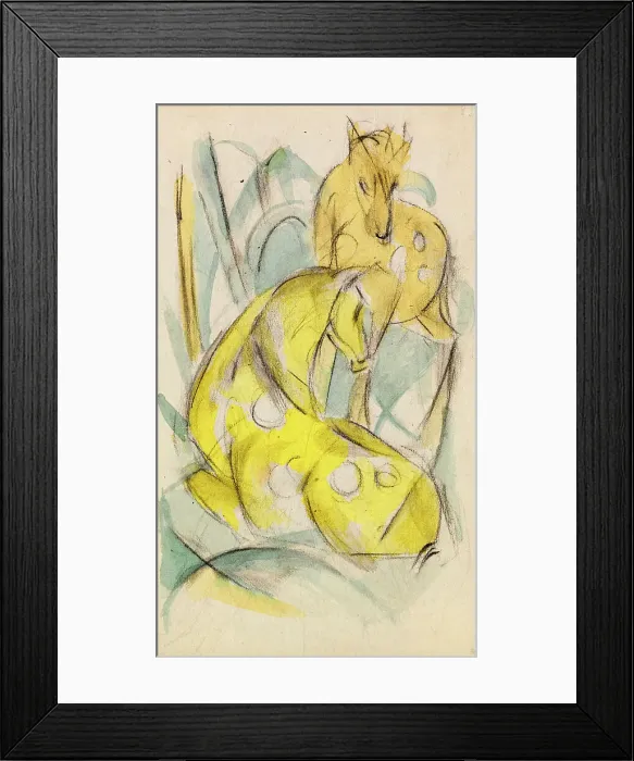 Framed Print : Two yellow animals (Two yellow deer), 1912-1913. Creator: Marc; Franz (1880-1916) Framed Print : Two yellow animals (Two yellow deer), 1912-1913. Creator: Marc; Franz (1880-1916)