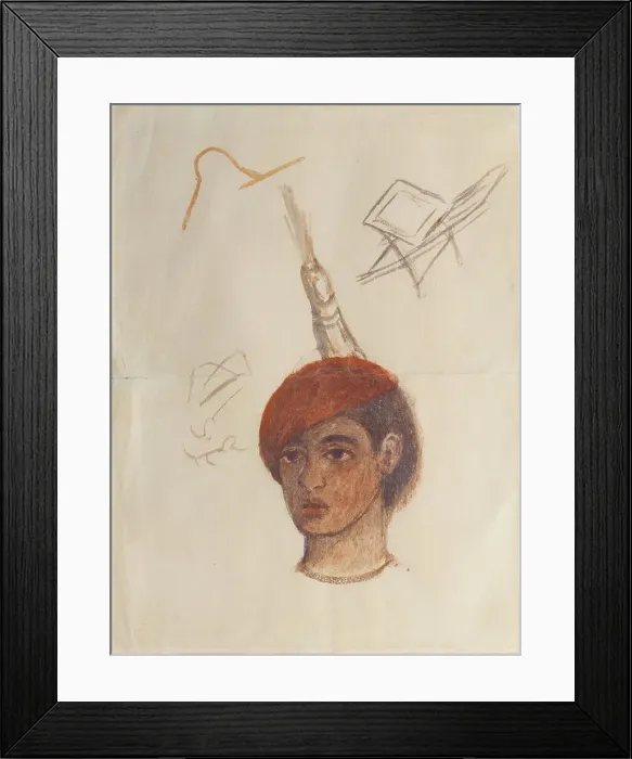 Framed Print : Self-portrait (Cabeza con cachucha roja), 1932. Creator: Kahlo; Frida (1907-1954) Framed Print : Self-portrait (Cabeza con cachucha roja), 1932. Creator: Kahlo; Frida (1907-1954)