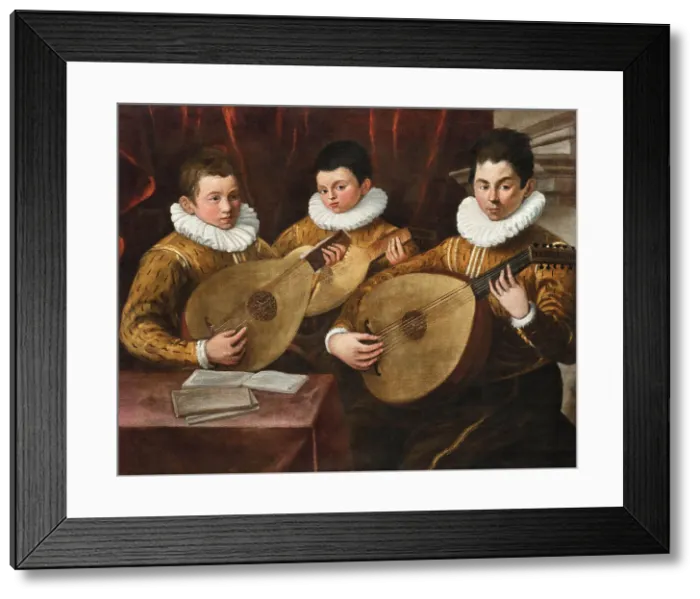 Framed Print : Three young lute players, First Half of 17th cen.. Creator: Lambri; Stefano (Stefanino da Cremona) (1595 / 96-1658) Framed Print : Three young lute players, First Half of 17th cen.. Creator: Lambri; Stefano (Stefanino da Cremona) (1595 / 96-1658)