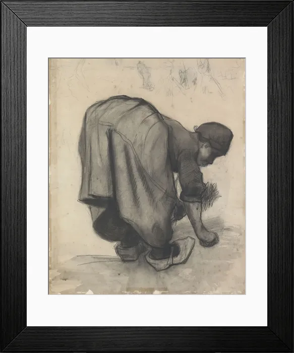 Framed Print : Peasant Woman Gleaning, 1885. Creator: Gogh; Vincent; van (1853-1890)