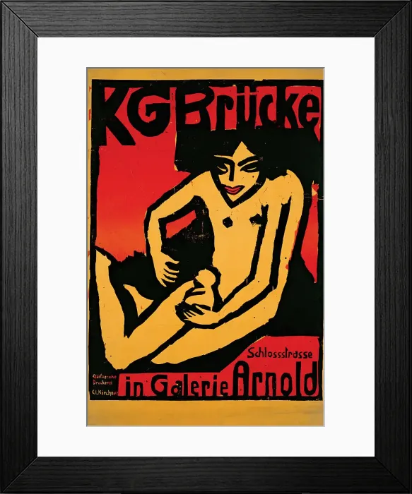 Framed Print : Poster for the exhibition of the artists group Die Brücke at the Arnold Gallery Dresden, 1910. Creator: Kirchner; Ernst Ludwig (1880-1938) Framed Print : Poster for the exhibition of the artists group Die Brücke at the Arnold Gallery Dresden, 1910. Creator: Kirchner; Ernst Ludwig (1880-1938)