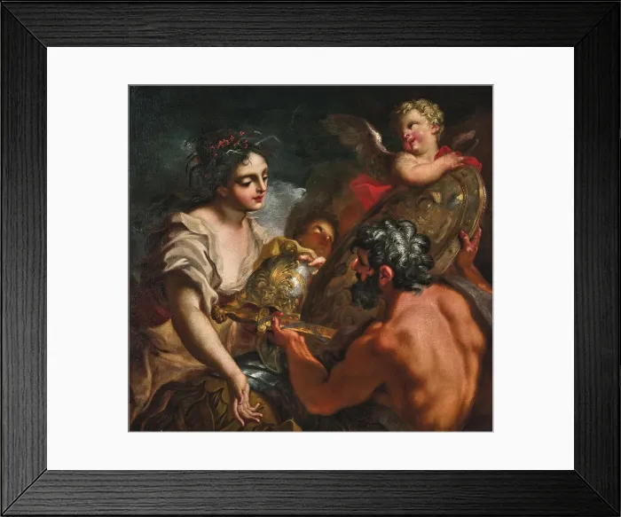 Framed Print : Vulcan hands Thetis the shield for Achilles. Creator: Balestra; Antonio (1666-1740) Framed Print : Vulcan hands Thetis the shield for Achilles. Creator: Balestra; Antonio (1666-1740)