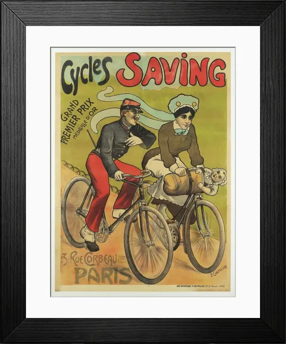 Framed Print : Cycles Saving, c1900. Creator: Chapellier; Philippe (active End of 18th - Early 20th cen.) Framed Print : Cycles Saving, c1900. Creator: Chapellier; Philippe (active End of 18th - Early 20th cen.)