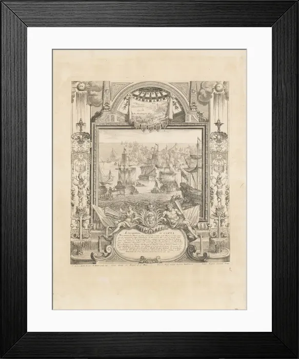 Framed Print : The siege of Gaeta in 1707. Creator: Corvinus; Johann August (1683-1738) Framed Print : The siege of Gaeta in 1707. Creator: Corvinus; Johann August (1683-1738)