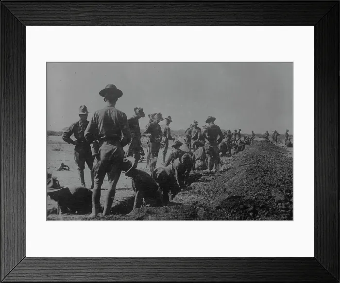 Framed Print : 16th Inf. Intrenching at Colonia Dublan, between c1915 and c1920. Creator: Bain News Service Framed Print : 16th Inf. Intrenching at Colonia Dublan, between c1915 and c1920. Creator: Bain News Service
