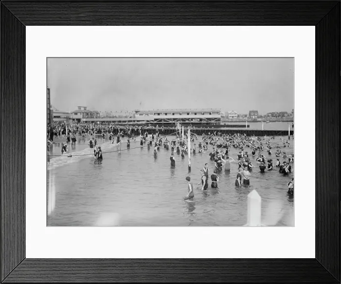 Framed Print : Bathing at Brighton Beach, between c1910 and c1915. Creator: Bain News Service Framed Print : Bathing at Brighton Beach, between c1910 and c1915. Creator: Bain News Service