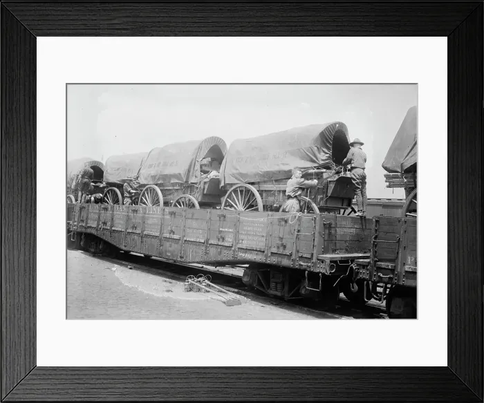 Framed Print : 7th Reg't train, between c1915 and c1920. Creator: Bain News Service Framed Print : 7th Reg't train, between c1915 and c1920. Creator: Bain News Service